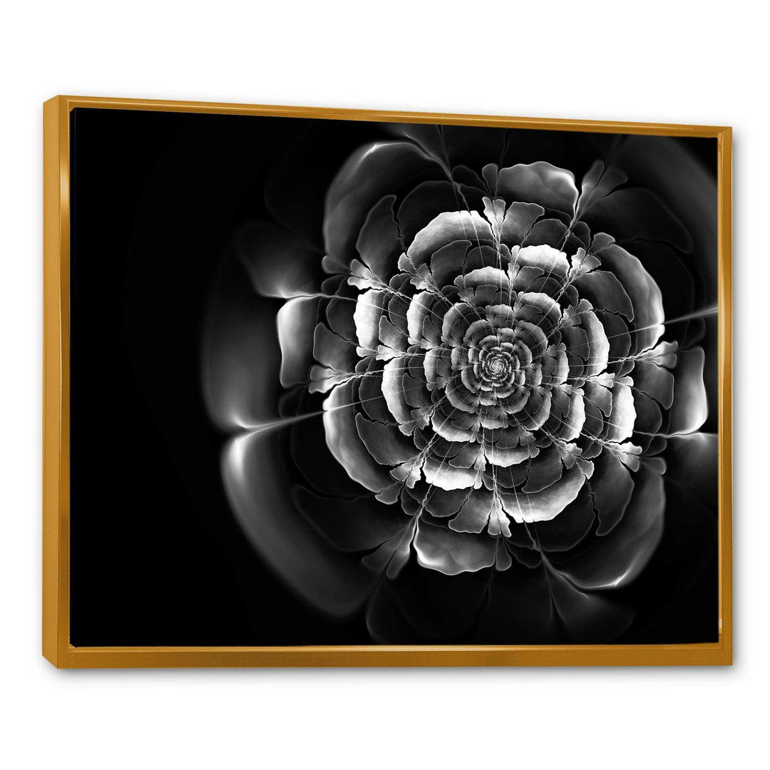 Fractal Silver Rose in Dark - Modern Living Room Wall Decor
