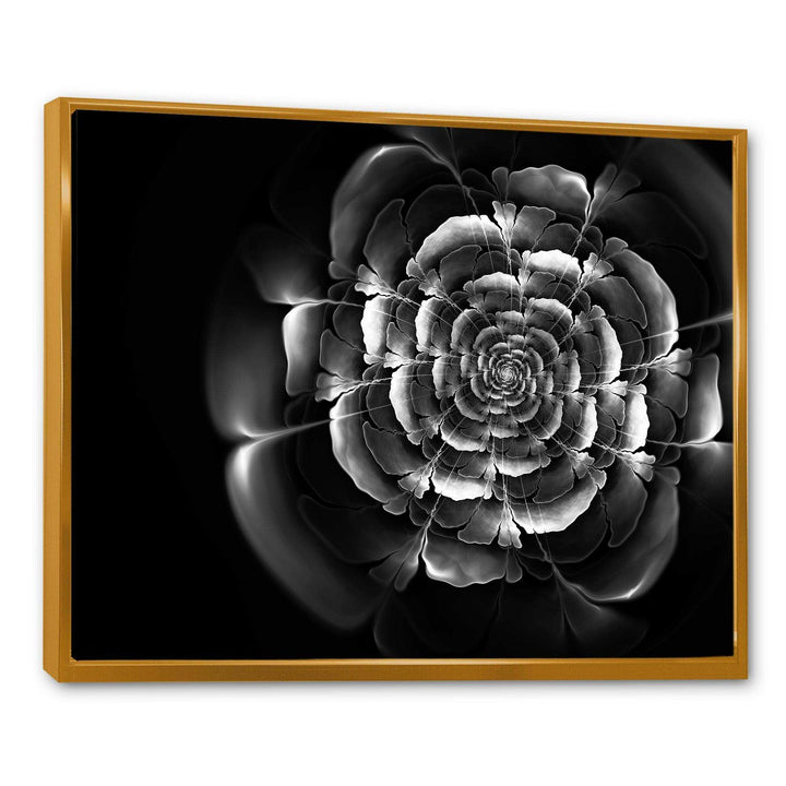 Fractal Silver Rose in Dark - Modern Living Room Wall Decor