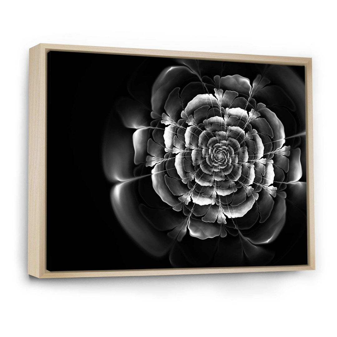 Fractal Silver Rose in Dark - Modern Living Room Wall Decor