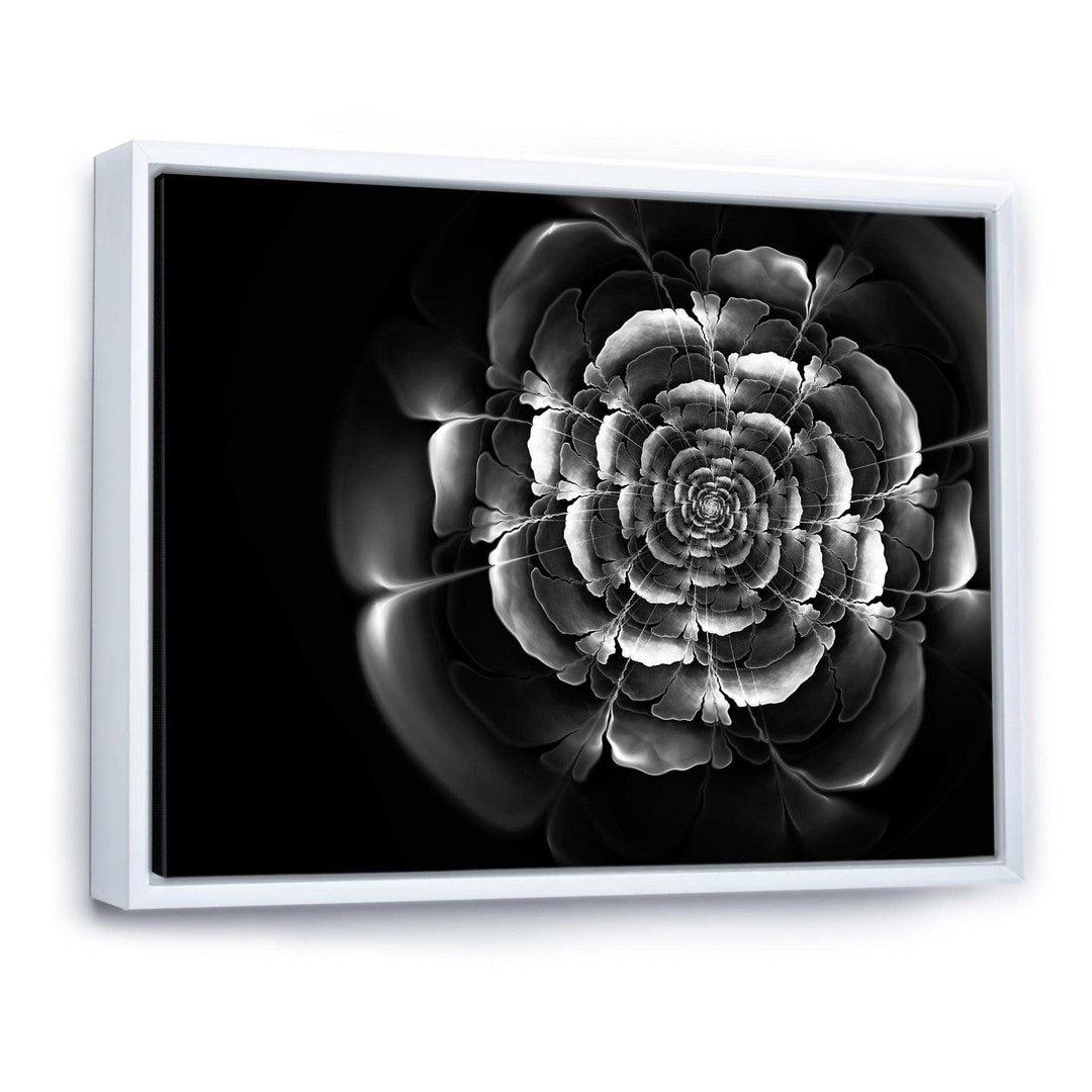 Fractal Silver Rose in Dark - Modern Living Room Wall Decor