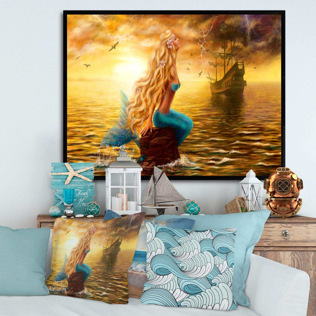 Sea Mermaid with Ghost Ship