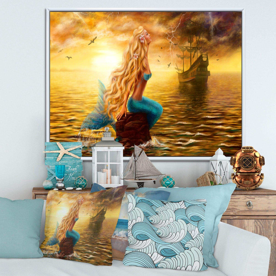 Sea Mermaid with Ghost Ship