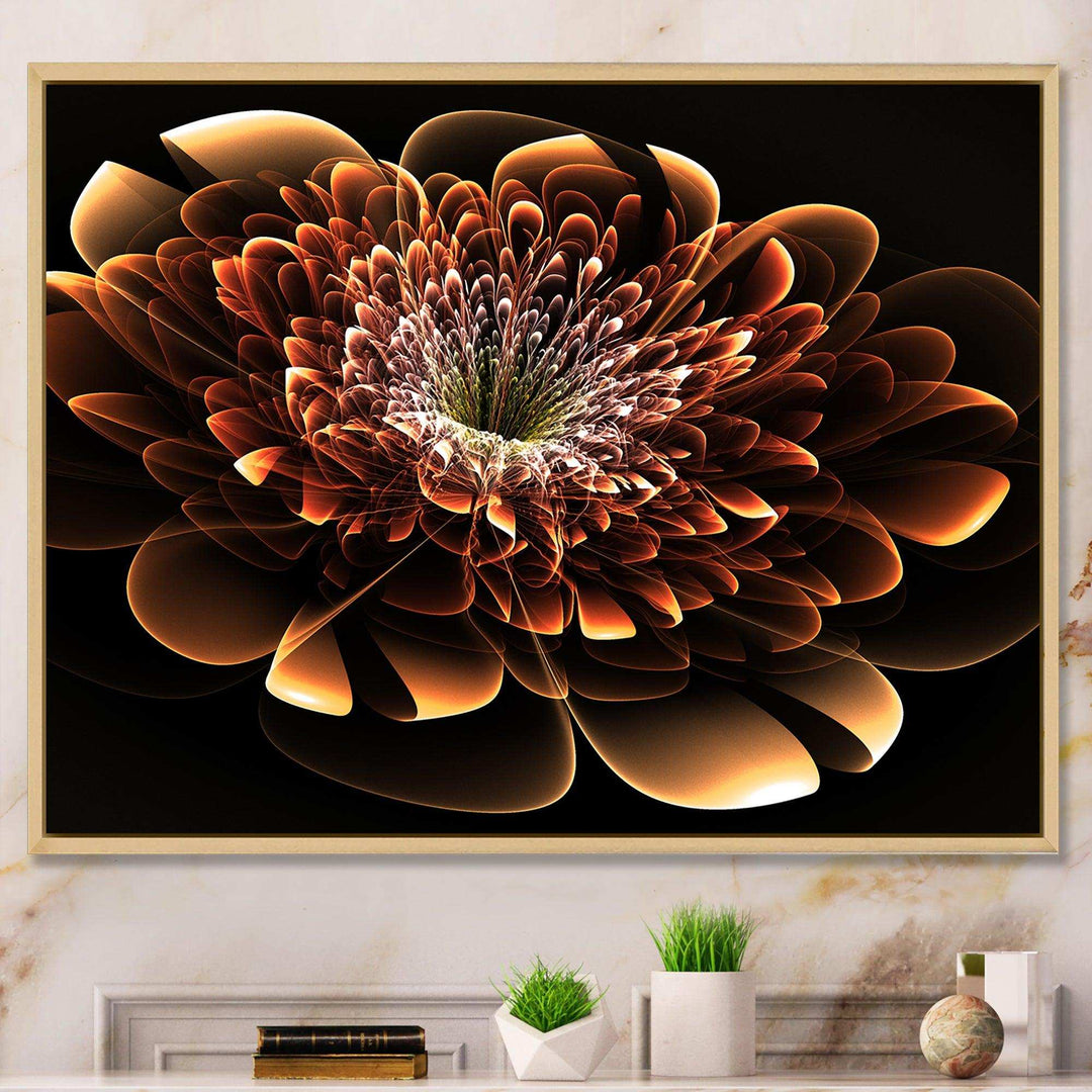 Brown Fractal Flower - Modern Bedroom Wall Art