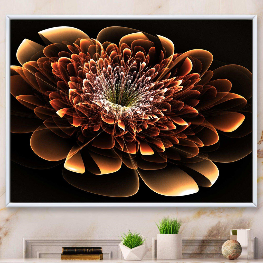 Brown Fractal Flower - Modern Bedroom Wall Art