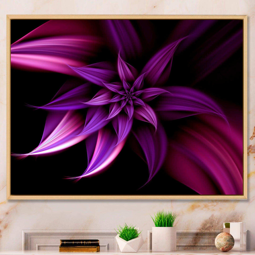 Fractal Flower Purple - Modern Canvas Wall Art