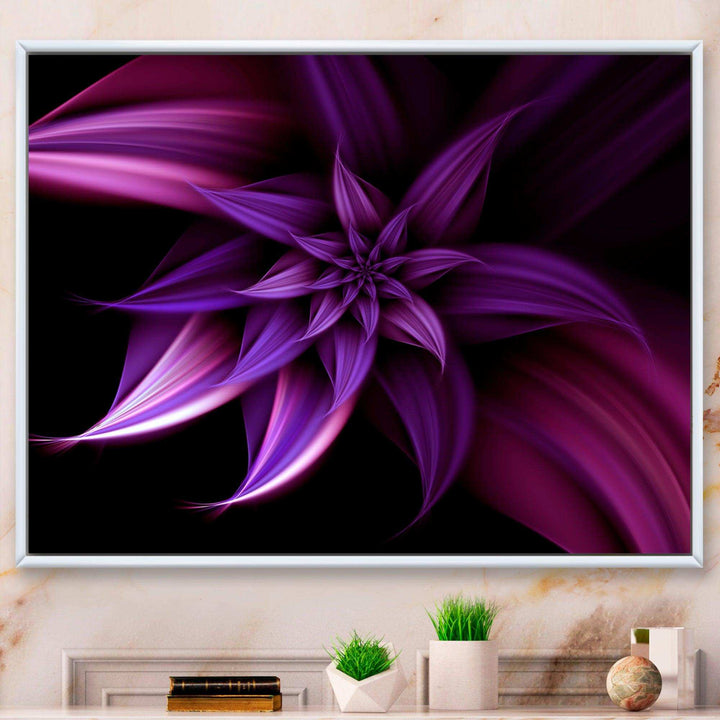 Fractal Flower Purple - Modern Canvas Wall Art