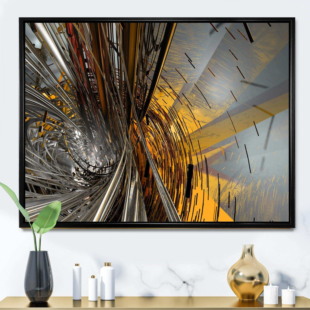 Fractal Yellow Connected Stripes - Modern Wall Art Prints