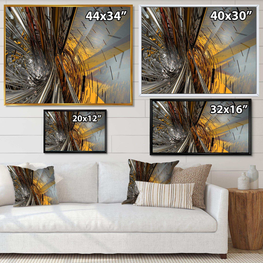 Fractal Yellow Connected Stripes - Modern Wall Art Prints