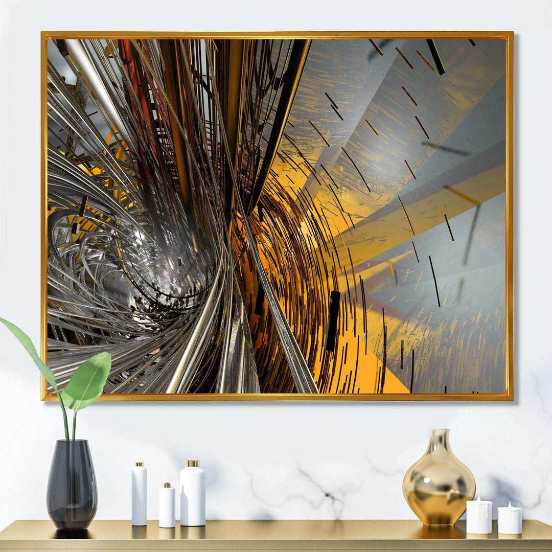 Fractal Yellow Connected Stripes - Modern Wall Art Prints