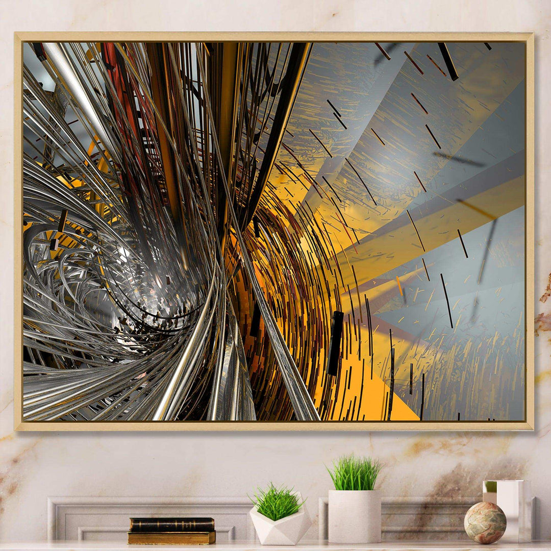 Fractal Yellow Connected Stripes - Modern Wall Art Prints