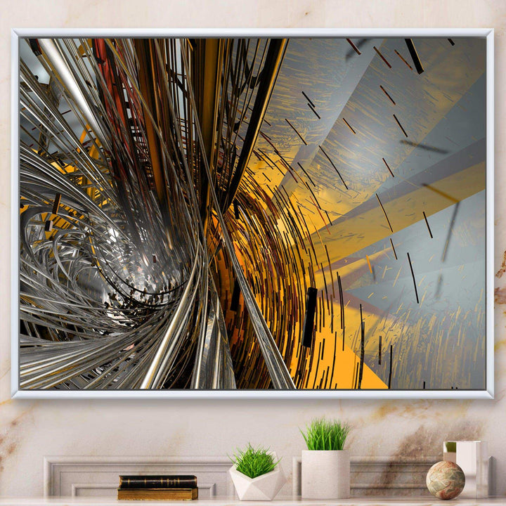 Fractal Yellow Connected Stripes - Modern Wall Art Prints