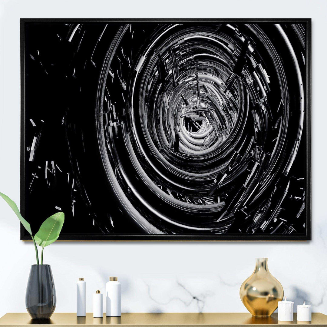 Fractal Black Whirlwind - Modern Canvas Wall Art