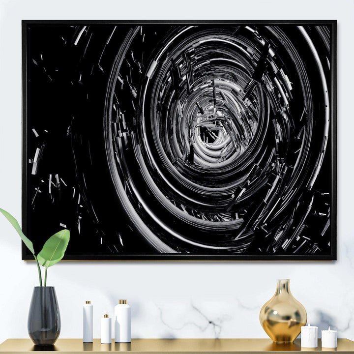 Fractal Black Whirlwind - Modern Canvas Wall Art