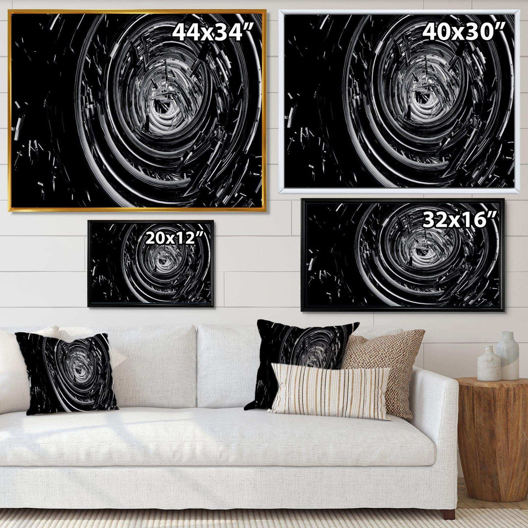 Fractal Black Whirlwind - Modern Canvas Wall Art