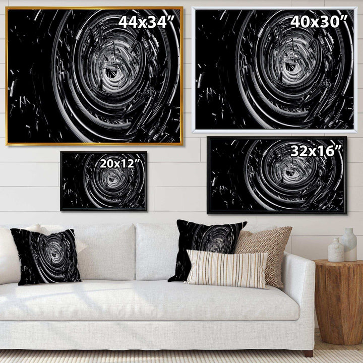 Fractal Black Whirlwind - Modern Canvas Wall Art
