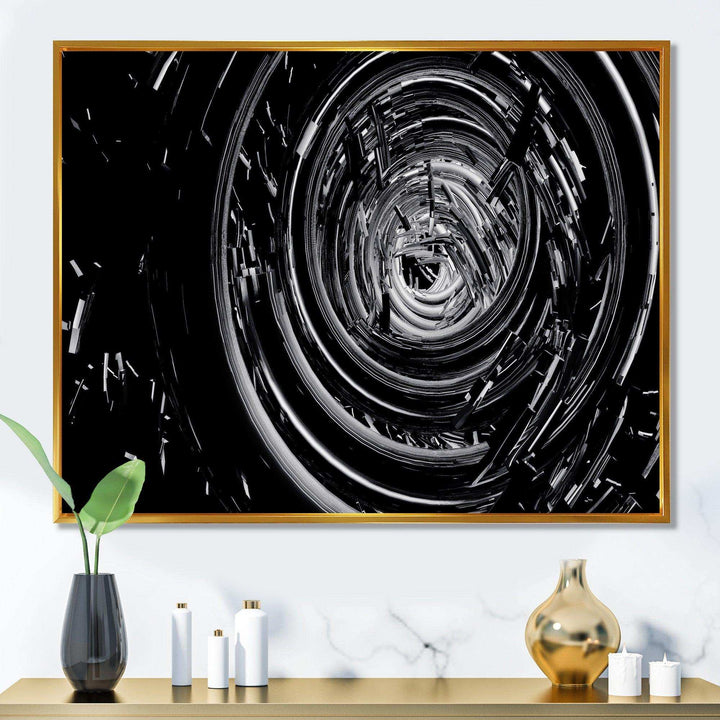 Fractal Black Whirlwind - Modern Canvas Wall Art