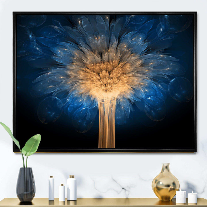 Fractal Blue Dragon Flower - Modern Living Room Wall Decor
