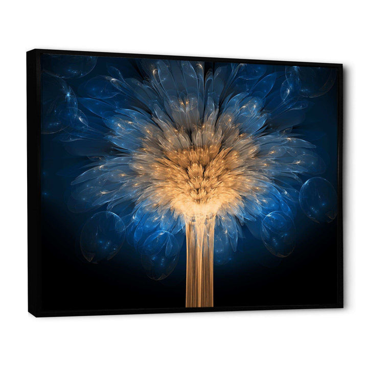 Fractal Blue Dragon Flower - Modern Living Room Wall Decor