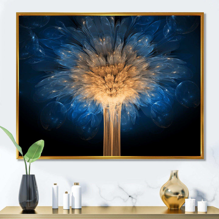 Fractal Blue Dragon Flower - Modern Living Room Wall Decor