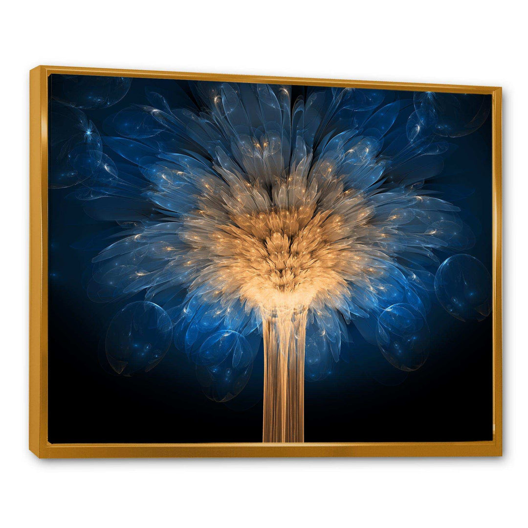 Fractal Blue Dragon Flower - Modern Living Room Wall Decor