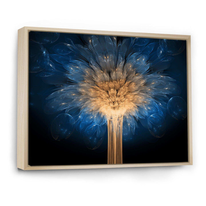 Fractal Blue Dragon Flower - Modern Living Room Wall Decor
