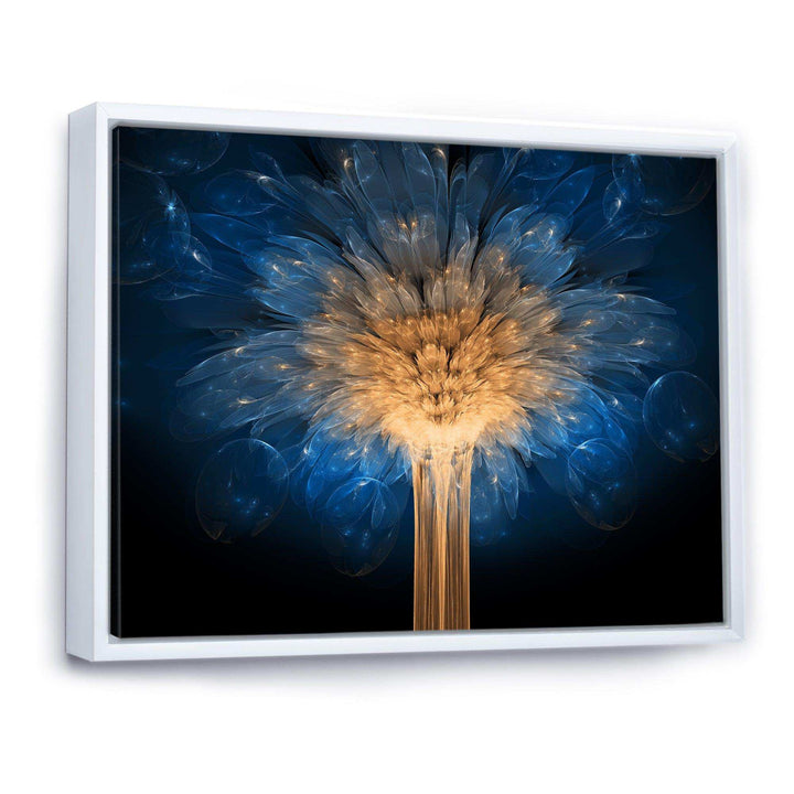 Fractal Blue Dragon Flower - Modern Living Room Wall Decor
