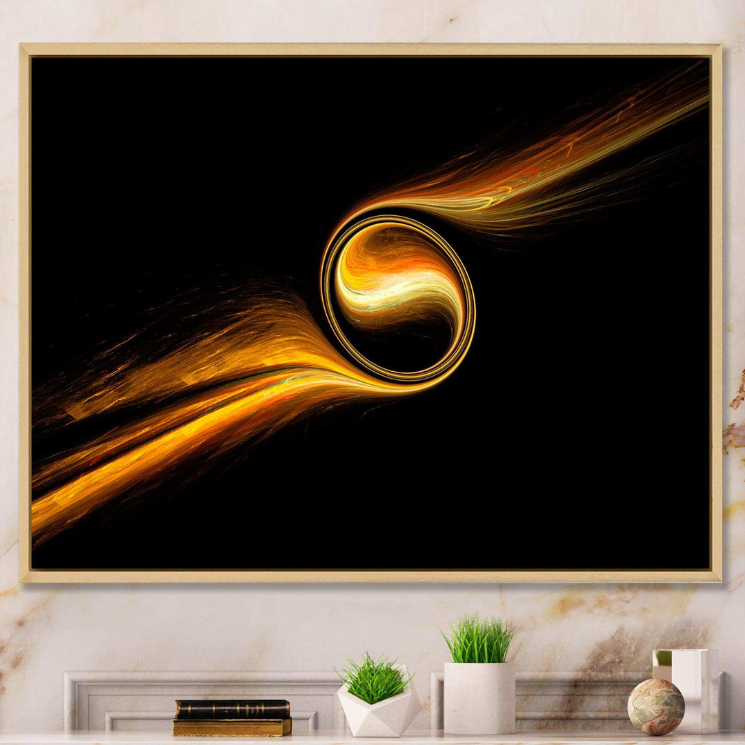 Fractal Dancing Yellow Design - Modern Bedroom Wall Art