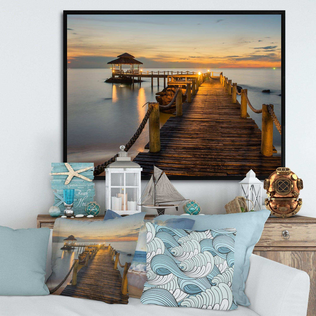 Brown Wooden Pier in Evening
