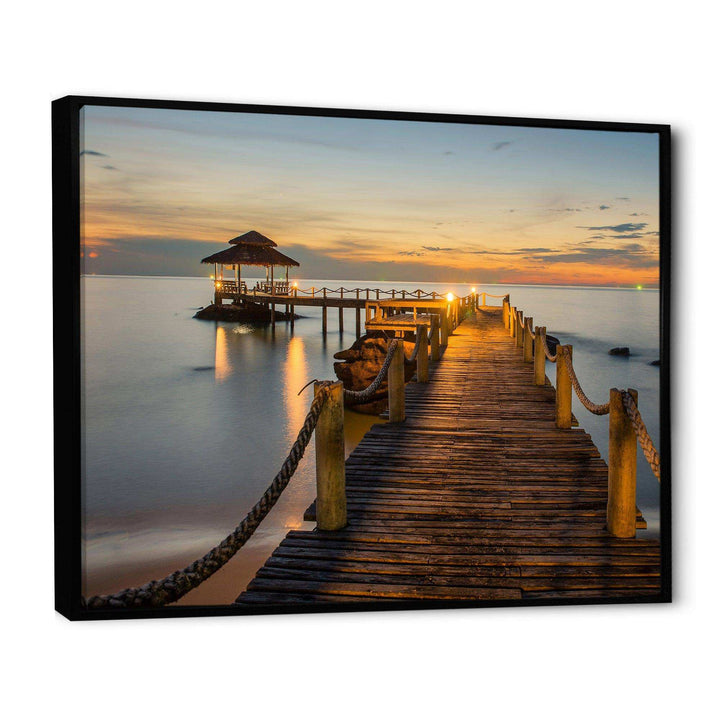 Brown Wooden Pier in Evening