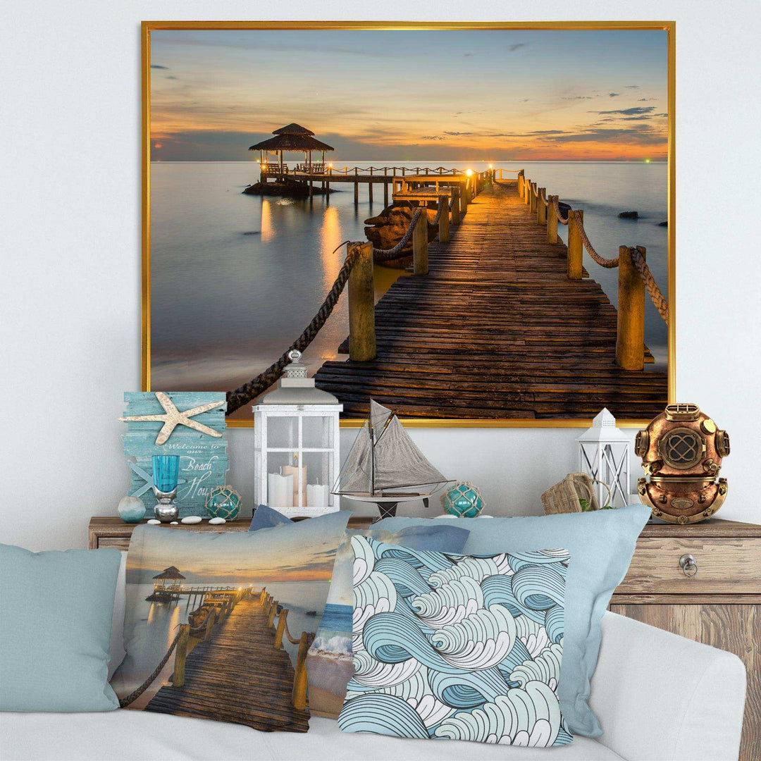 Brown Wooden Pier in Evening
