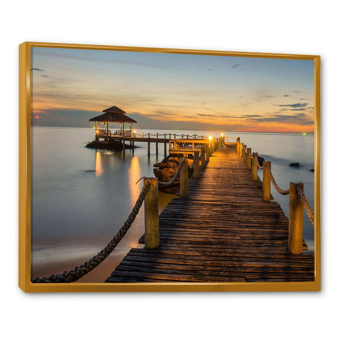 Brown Wooden Pier in Evening