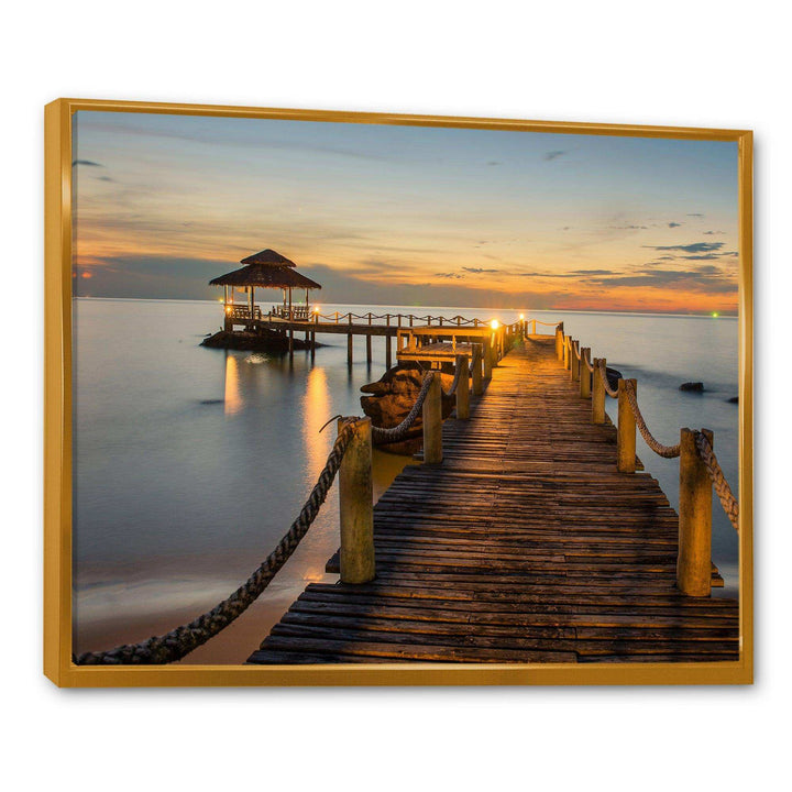 Brown Wooden Pier in Evening