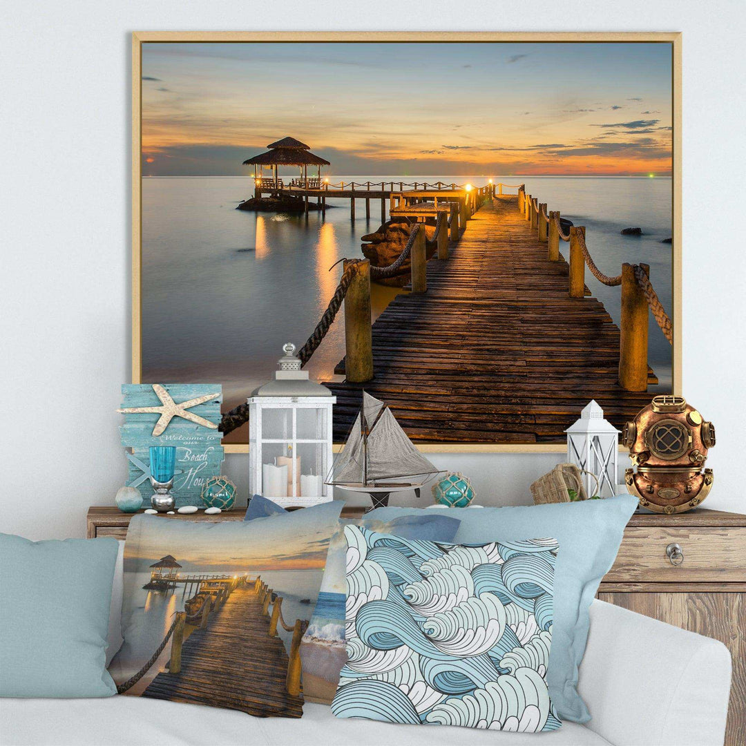 Brown Wooden Pier in Evening