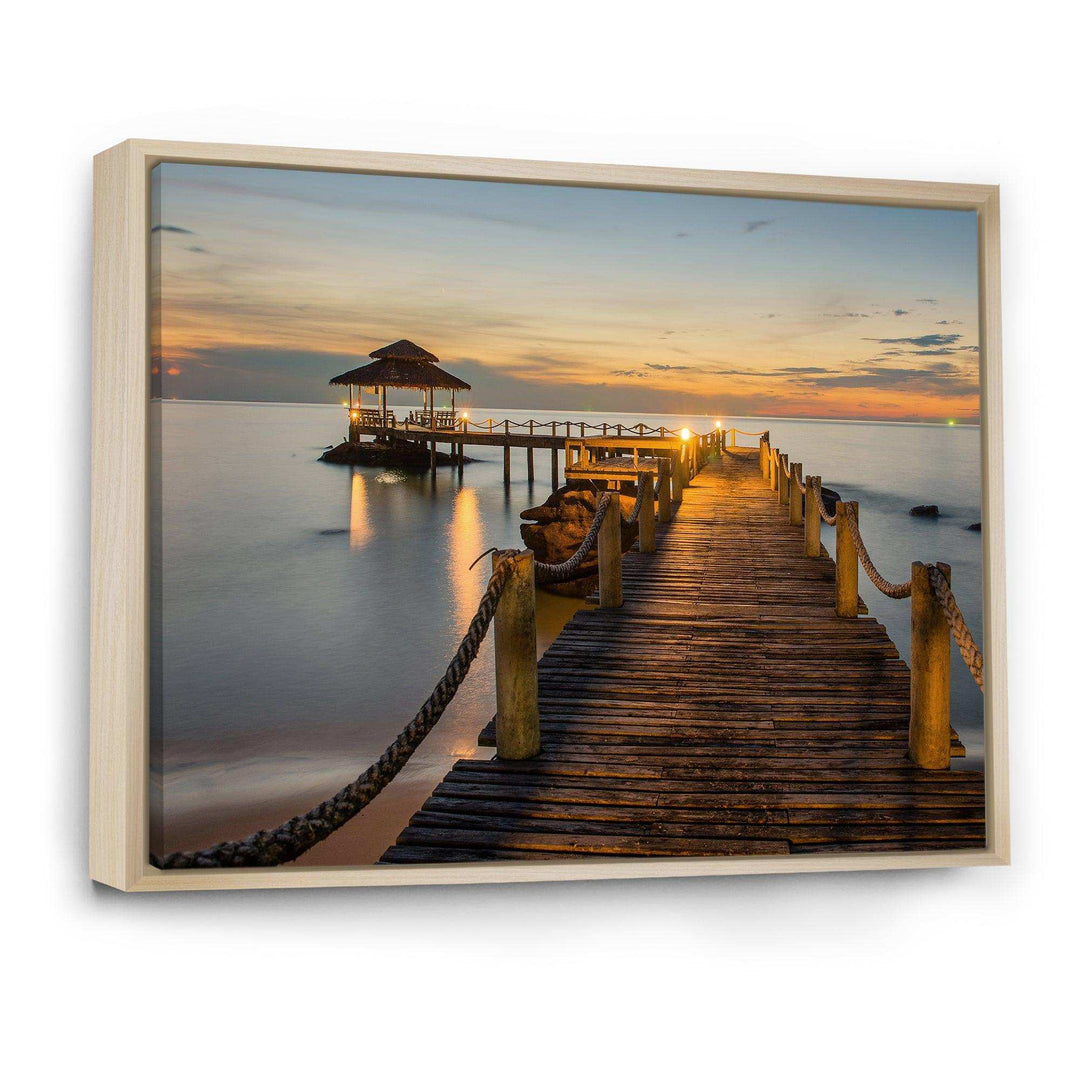 Brown Wooden Pier in Evening