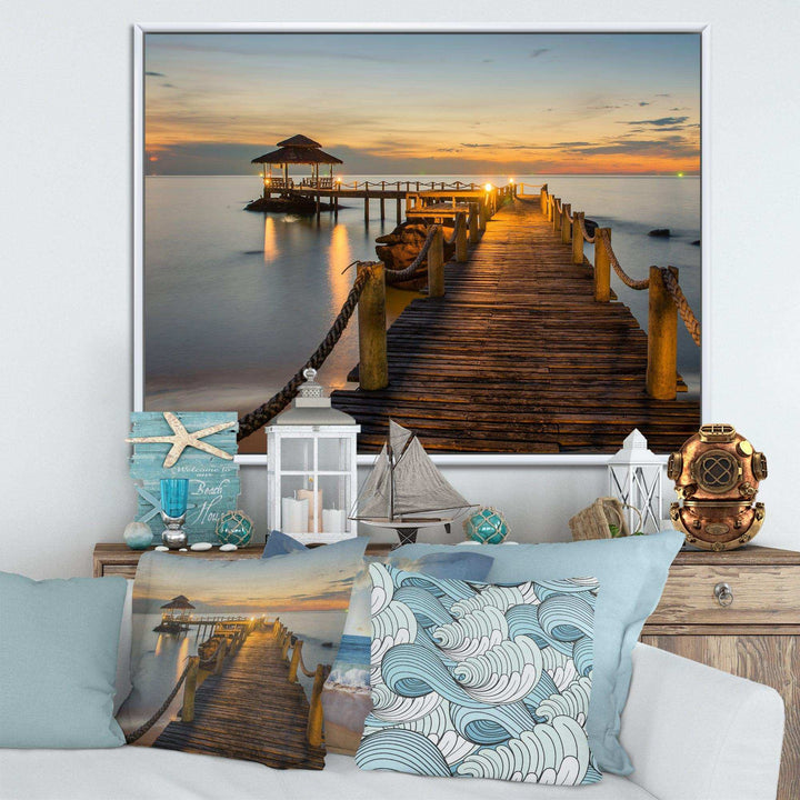 Brown Wooden Pier in Evening