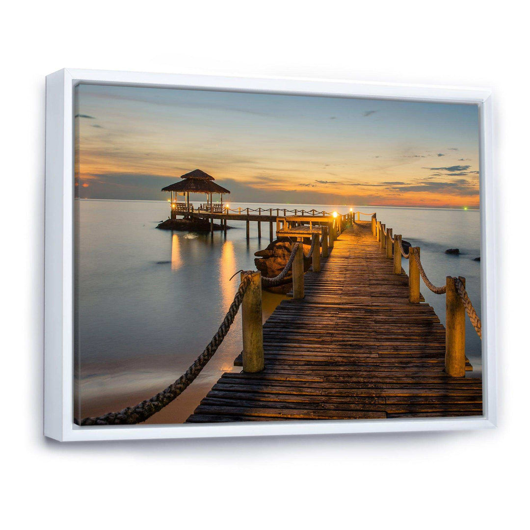Brown Wooden Pier in Evening