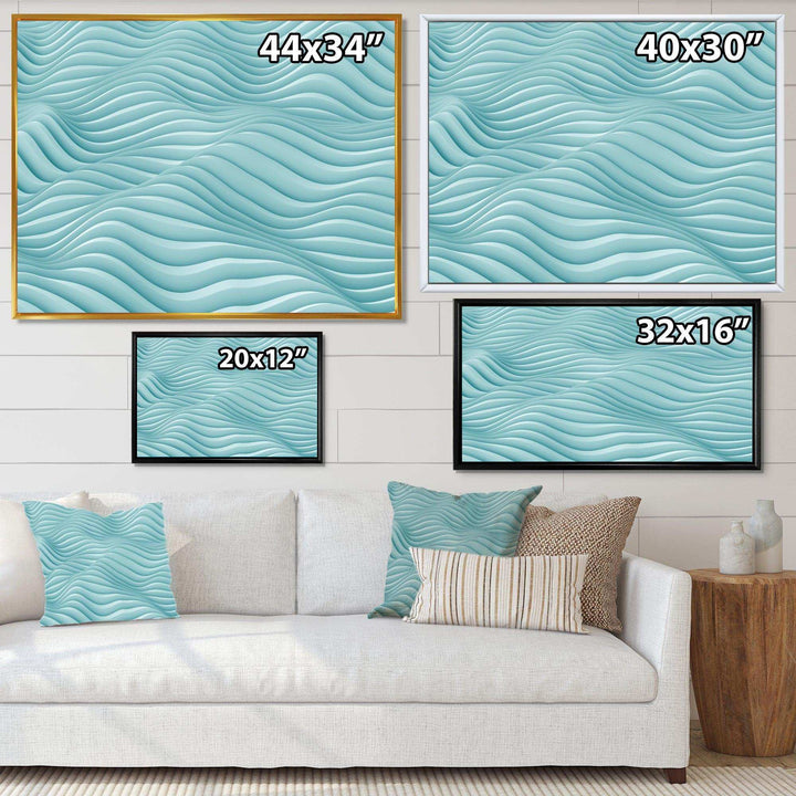 Fractal Rippled Blue Waves - Modern Bedroom Wall Art