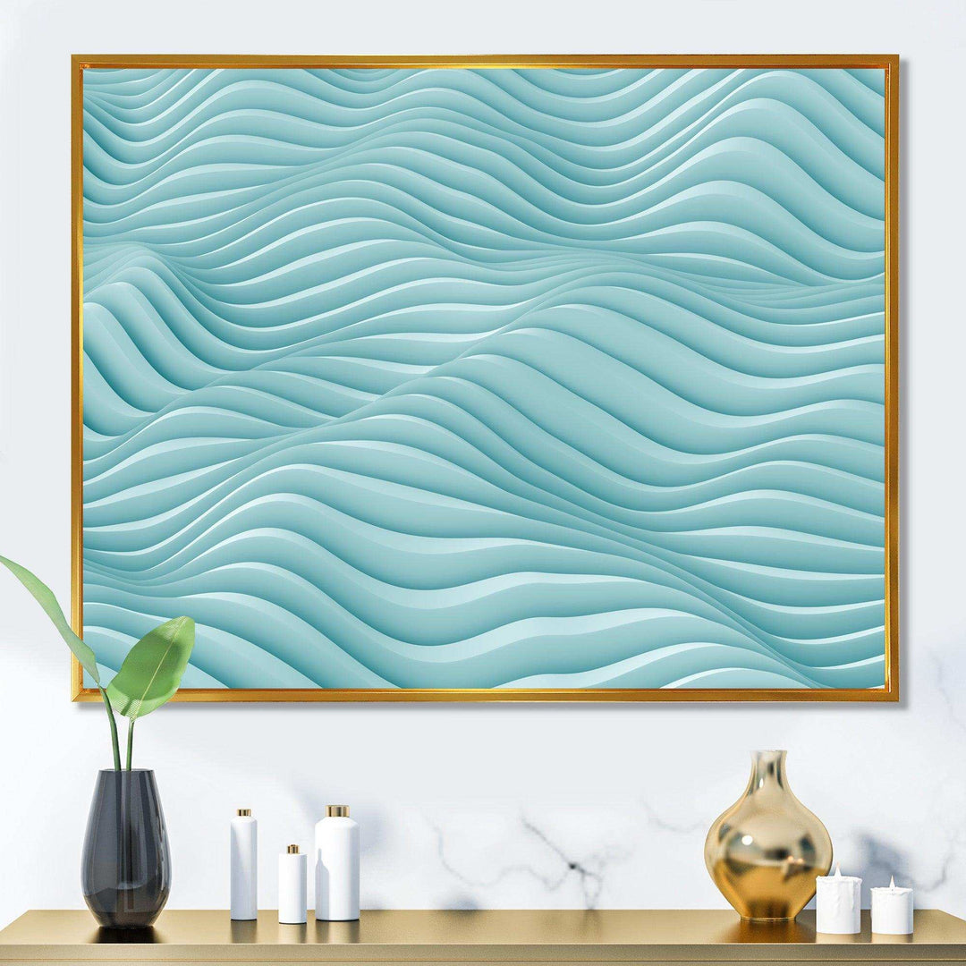 Fractal Rippled Blue Waves - Modern Bedroom Wall Art