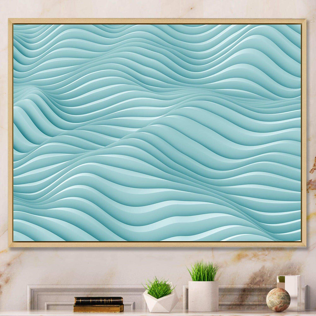 Fractal Rippled Blue Waves - Modern Bedroom Wall Art