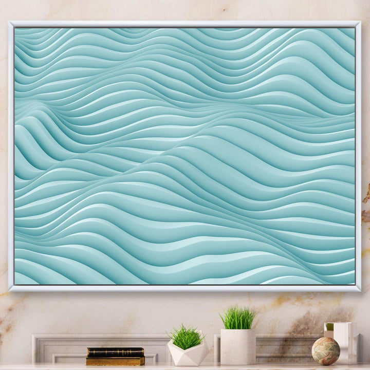 Fractal Rippled Blue Waves - Modern Bedroom Wall Art