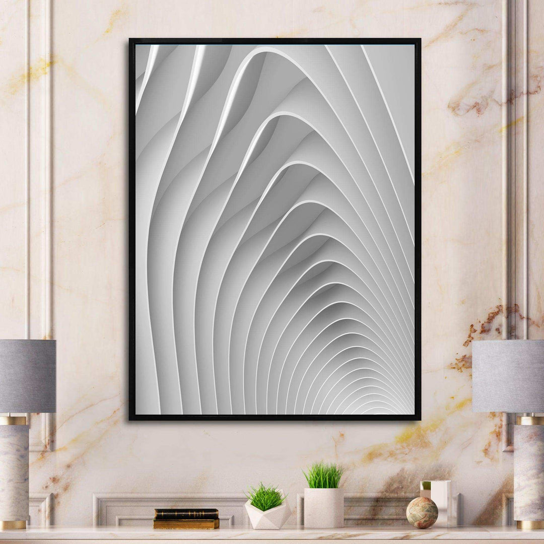 Fractal Bulgy White Waves - Modern Bedroom Wall Art