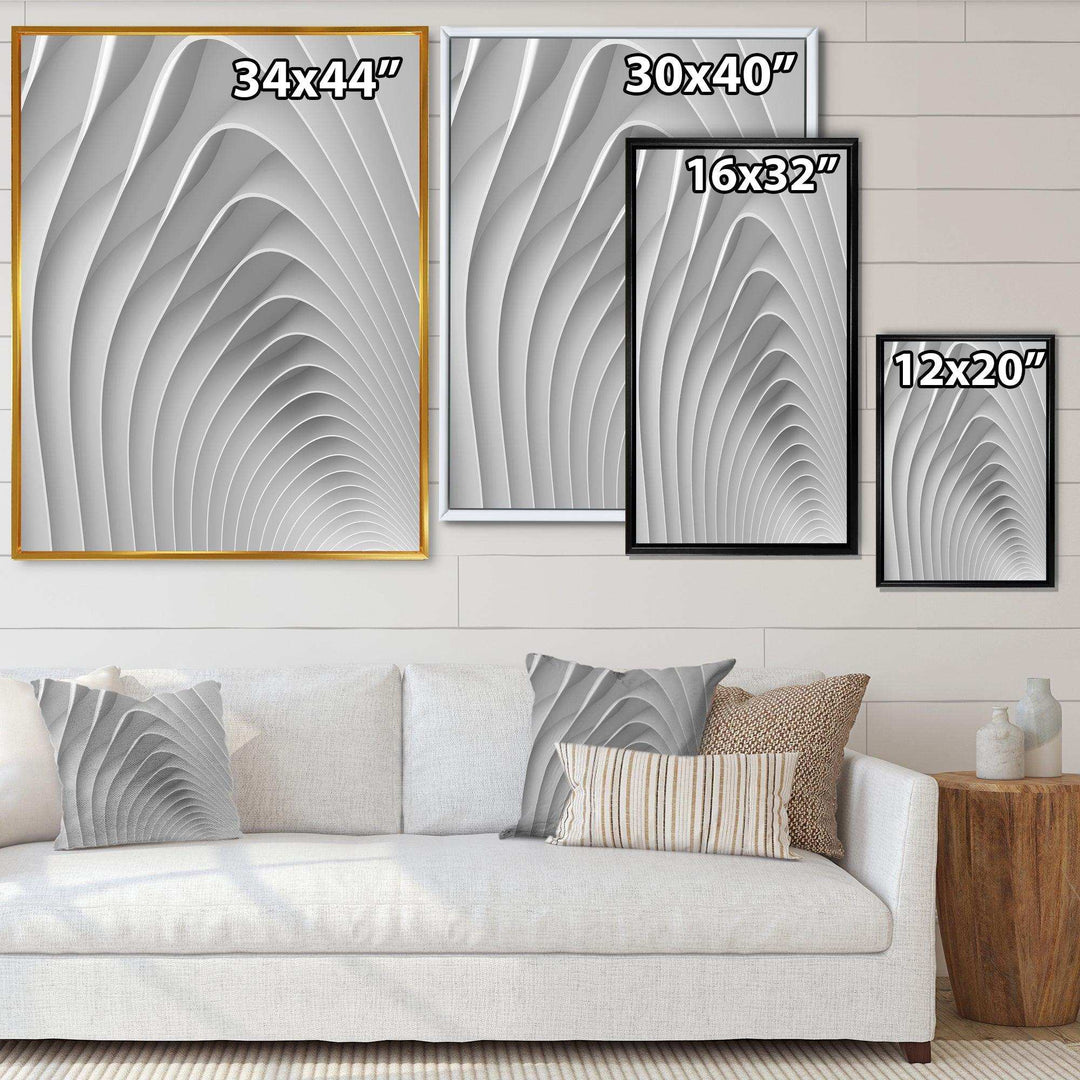 Fractal Bulgy White Waves - Modern Bedroom Wall Art