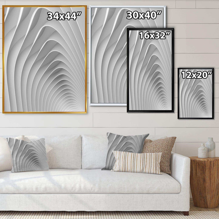 Fractal Bulgy White Waves - Modern Bedroom Wall Art