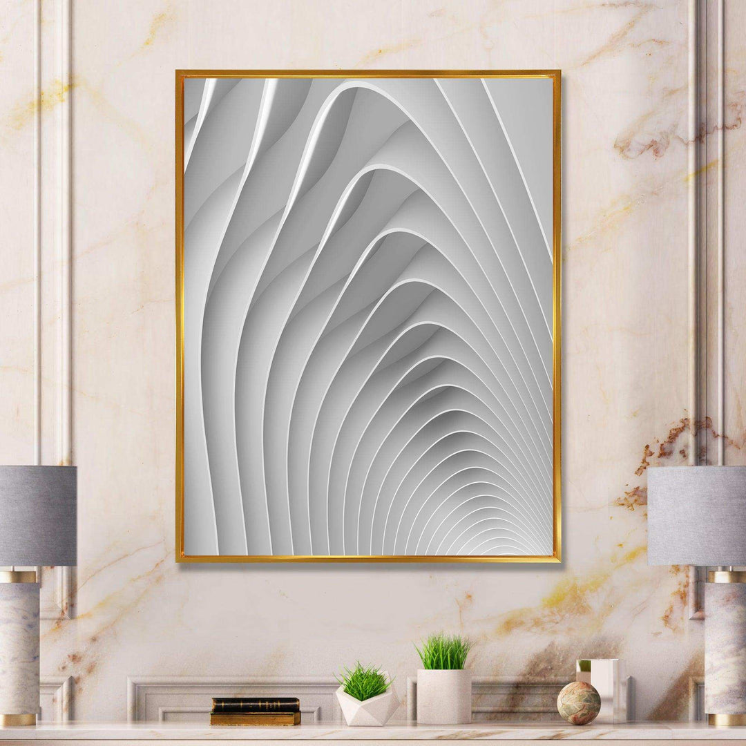 Fractal Bulgy White Waves - Modern Bedroom Wall Art