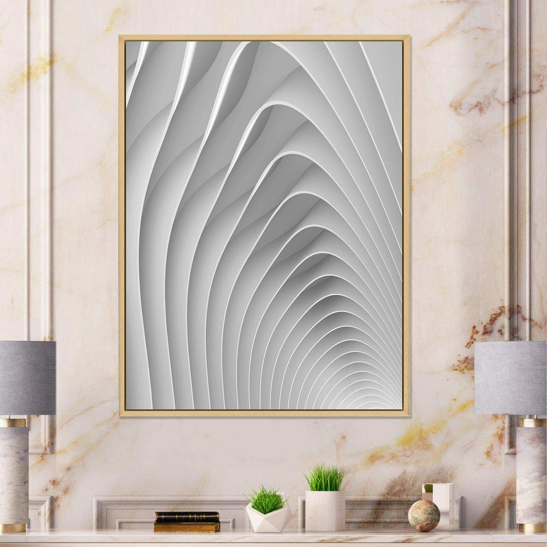 Fractal Bulgy White Waves - Modern Bedroom Wall Art