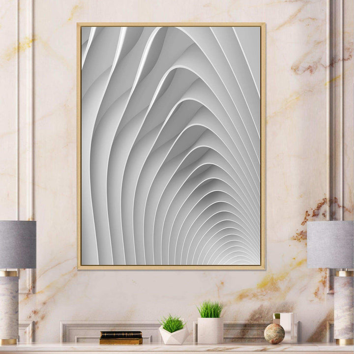 Fractal Bulgy White Waves - Modern Bedroom Wall Art