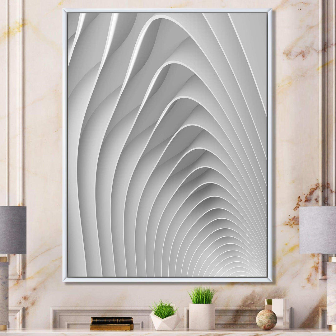 Fractal Bulgy White Waves - Modern Bedroom Wall Art