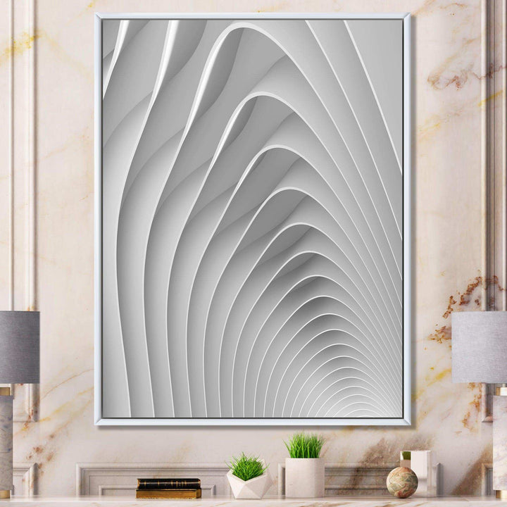 Fractal Bulgy White Waves - Modern Bedroom Wall Art