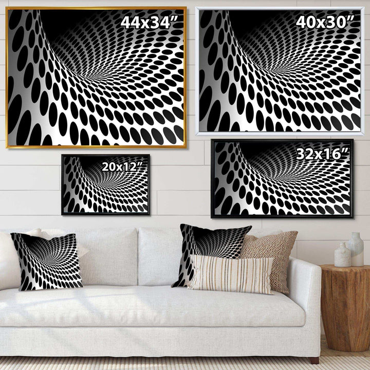 Waves and Circles Black n White - Modern Bedroom Wall Art