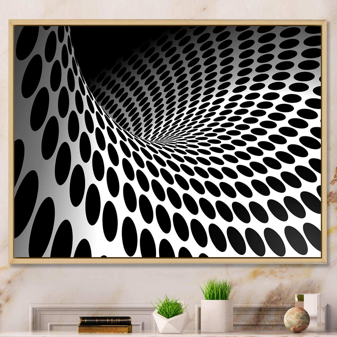 Waves and Circles Black n White - Modern Bedroom Wall Art